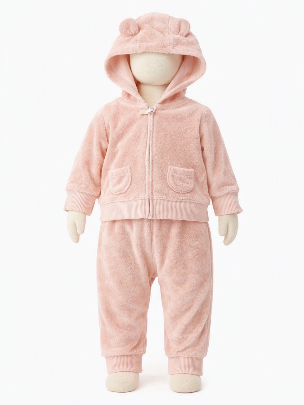 Carter's Pink Plush Hooded Two-Piece Set with lamb Ears - Picture 1 of 3